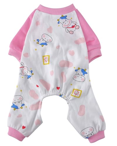 XIAOYU niedlicher Kuhmuster Hundepyjama für kaltes Wetter 4-beinige Katzenkleidung stilvolle Welpen Kätzchen Onesie Winter warme Hund Jumpsuit Kleidung, Kuh, S von XIAOYU