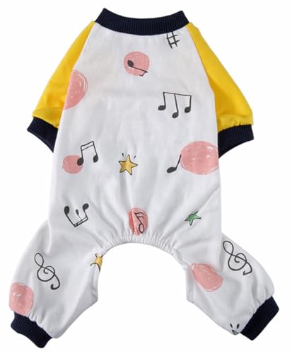 XIAOYU niedlicher Notizmuster Hundepyjama für kaltes Wetter 4-beinige Katzenkleidung stilvolle Welpen Kätzchen Onesie Winter warme Hund Jumpsuit Kleidung, Anmerkung, L von XIAOYU