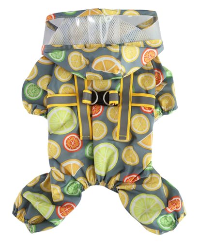 XIAOYU wasserdichter Hunderegenmantel, reflektierende, leichte Outdoor-Regenjacke für Vierbein-Hunde mit Kapuze und D-Ring für die Leine, geeignet für kleine Hunde, Orange, L XIAOYU wasserdichter Hunderegenmantel, reflektierende, leichte Outdoor-Regenjacke für Vierbein-Hunde mit Kapuze und D-Ring für die Leine, geeignet für kleine Hunde, Orange, L von XIAOYU