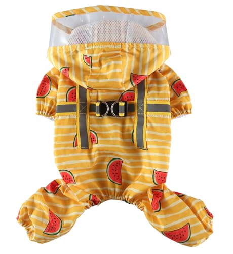 XIAOYU wasserdichter Hunderegenmantel, reflektierende, leichte Outdoor-Regenjacke für Vierbein-Hunde mit Kapuze und D-Ring für die Leine, geeignet für kleine Hunde, Wassermelone, L XIAOYU wasserdichter Hunderegenmantel, reflektierende, leichte Outdoor-Regenjacke für Vierbein-Hunde mit Kapuze und D-Ring für die Leine, geeignet für kleine Hunde, Wassermelone, L von XIAOYU