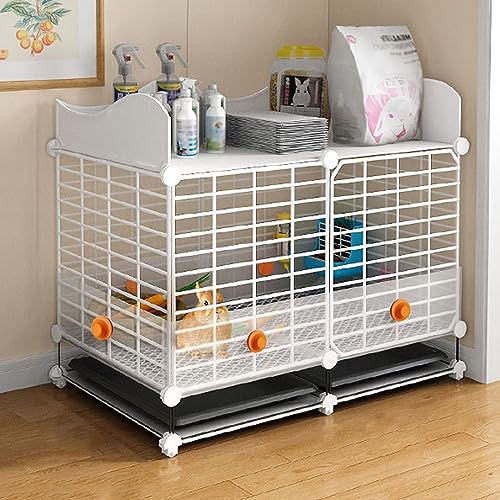 Hasenkäfig Innen, DIY Kleintierkäfig for Kaninchen, mit Verbesserte Schallwand und Herausziehbares Tablett, Fügen Sie Stauraum Oben Hinzu, Freilauf for Kaninchen ( Color : White , Size : S ) von XIAOZHUANGXIONG