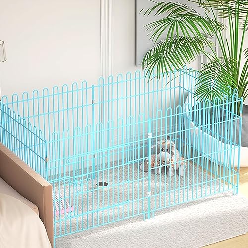 Katzengehege Outdoor Faltbar, DIY-Hütten-Laufstall, Abnehmbarer Metalldraht, Katzenkäfig, Übungsplatz for 1-2 Katzen, Katzenhöhlen mit Dichtem Metalldraht (Color : Blue, Size : S) von XIAOZHUANGXIONG