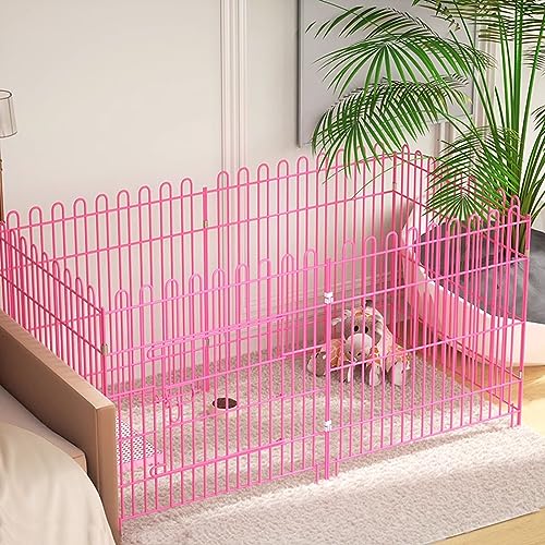 Katzengehege Outdoor Faltbar, DIY-Hütten-Laufstall, Abnehmbarer Metalldraht, Katzenkäfig, Übungsplatz for 1-2 Katzen, Katzenhöhlen mit Dichtem Metalldraht (Color : Pink, Size : L) von XIAOZHUANGXIONG