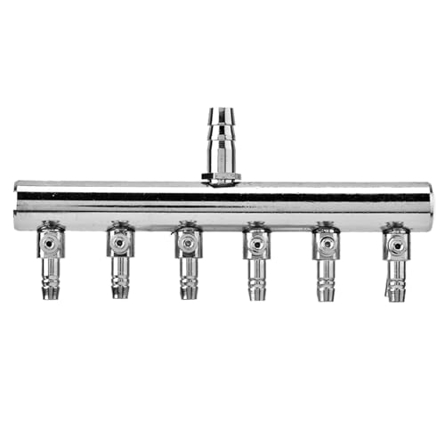XIASABA Edelstahl Aquarium -Fischtankluft 8 mm bis 4 mm Splittersteuerventil 6 -Wege Premiumqualität für den langfristigen Gebrauch mit genauem Einstellung und Mehreren (8-Turn 4mm six-Hole Splitter) von XIASABA