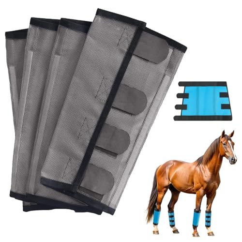 Breathable Mesh Horse Flyproof Leggings, Fly Boots for Horses Set of 4, Shoofly Boots Set for Horses with Lightweight Mesh for Pasture or Stable Use (Gray) von XIBHDN