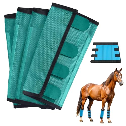Breathable Mesh Horse Flyproof Leggings, Fly Boots for Horses Set of 4, Shoofly Boots Set for Horses with Lightweight Mesh for Pasture or Stable Use (Green) von XIBHDN