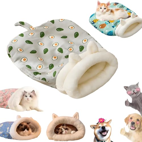 Cozy Pet Nest for Cats and Dogs, Cat Sleeping Bag, Cozy Cave Dog Bed, Self-Warming Soft Plush Feline Bed for Puppy and Kitten, 360° Warm Semienclosed Design Cat Snuggle Sack Pet Bed (Avocado) von XIBHDN