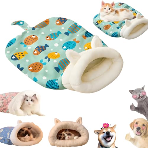 Cozy Pet Nest for Cats and Dogs, Cat Sleeping Bag, Cozy Cave Dog Bed, Self-Warming Soft Plush Feline Bed for Puppy and Kitten, 360° Warm Semienclosed Design Cat Snuggle Sack Pet Bed (Clownfish) von XIBHDN