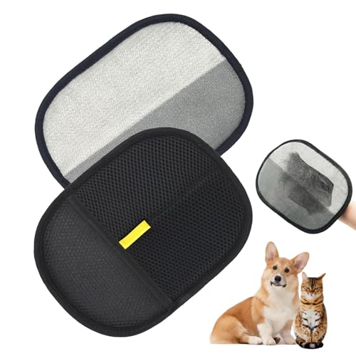 XICAIHAO 2 Stück Tierhaarentfernungshandschuhe, antistatische Entfernungshandschuhe, Tierhaare für Hunde und Katzen, doppelseitige Fellpflege-Handschuhe, Tierhaarentfernungshandschuh (2 Stück) von XICAIHAO