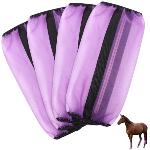 Loose Fitting Horse Leggings Breathable Fine Mesh Leg Guard Anti-Moskito Fly Boots for Horse Equestrian Equipment Protect Horse Legs Set of 4 (Purple) von XIDAJIE