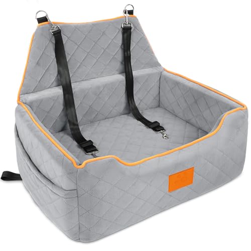 XIEEAOZEE Hunde-Autositz für große/mittelgroße Hunde, Sitzerhöhung für Hunde unter 25 kg oder 2 kleine Welpen, abnehmbares und waschbares Reise-Haustierbett mit dickem Kissen und Aufbewahrungstaschen XIEEAOZEE Hunde-Autositz für große/mittelgroße Hunde, Sitzerhöhung für Hunde unter 25 kg oder 2 kleine Welpen, abnehmbares und waschbares Reise-Haustierbett mit dickem Kissen und Aufbewahrungstaschen von XIEEAOZEE