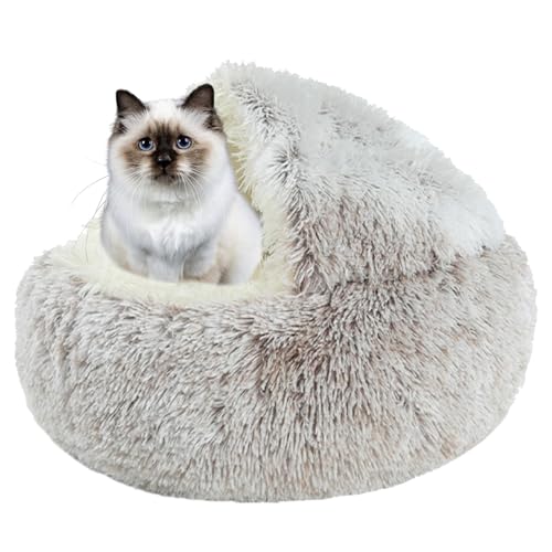 Beruhigendes Katzenbett, Haustierbett, Katzenbett, Haus für Indoor-Katzen, kleine Hunde, rutschfestes Katzenbett, Katzenschlafbett, Hundekatzenkissen, Anti-Angst-Katzensofa, Katzennest, 40 cm, Kaffee Beruhigendes Katzenbett, Haustierbett, Katzenbett, Haus für Indoor-Katzen, kleine Hunde, rutschfestes Katzenbett, Katzenschlafbett, Hundekatzenkissen, Anti-Angst-Katzensofa, Katzennest, 40 cm, Kaffee von XIEMINLE