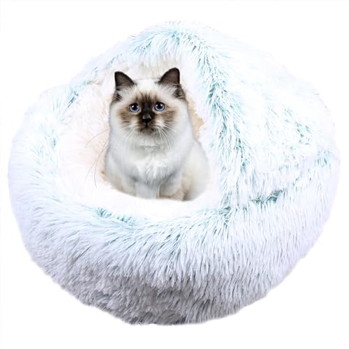 Beruhigendes Katzenbett, Haustierbett, Katzenbett, Haus für Indoor-Katzen, kleine Hunde, rutschfestes Katzenbett, Katzenschlafbett, Hundekatzenkissen, Anti-Angst-Katzensofa, Katzennest, 50 cm, Grün von XIEMINLE