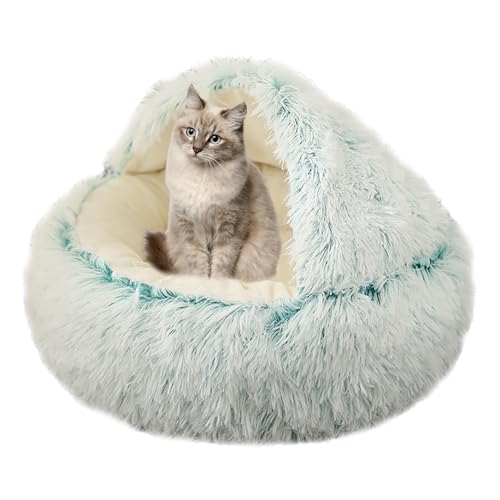 Beruhigendes Katzenbett für Indoor-Katzen, Plüsch-Katzenhaus Katzenzelt, Kissen für kleine, mittelgroße und große Haustiere, Donut-Kuschelnest mit rutschfester Unterseite, Katzenkissenkorb, 60 cm, von XIEMINLE