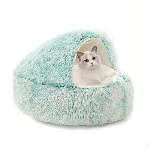 Donut-Katzenbett, beruhigend, Anti-Angst, kleine Katzenhöhle, weiches Haustierbett, Höhle, flauschiges Haustiernest, rundes Kätzchenhaus mit rutschfester Unterseite, für Welpen und Kätzchen, 65 x 65 x von XIEMINLE
