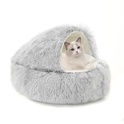 Donut-Katzenbett, beruhigend, Anti-Angst, kleine Katzenhöhle, weiches Haustierbett, Höhle, flauschiges Haustiernest, rundes Kätzchenhaus mit rutschfester Unterseite für Welpen und Kätzchen (40 x 40 x von XIEMINLE