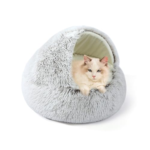 Donut-Katzenbett für den Innenbereich, Plüsch-Höhlenbett für Kätzchen, mit Kapuze, kleines Katzennest, flauschig, beruhigend, selbstwärmend, Haustierhöhle mit rutschfester Unterseite, 65 x 65 x 20 cm Donut-Katzenbett für den Innenbereich, Plüsch-Höhlenbett für Kätzchen, mit Kapuze, kleines Katzennest, flauschig, beruhigend, selbstwärmend, Haustierhöhle mit rutschfester Unterseite, 65 x 65 x 20 cm von XIEMINLE