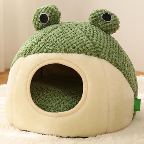 Froschförmige Katzenhöhlen für den Innenbereich, flauschiges Katzenbett, gemütliches Kätzchen-Zelt, Haus mit abnehmbarem, gepolstertem Kissen, Plüsch-Haustierbett, Haustierschlafhöhle mit rutschfester Froschförmige Katzenhöhlen für den Innenbereich, flauschiges Katzenbett, gemütliches Kätzchen-Zelt, Haus mit abnehmbarem, gepolstertem Kissen, Plüsch-Haustierbett, Haustierschlafhöhle mit rutschfester von XIEMINLE