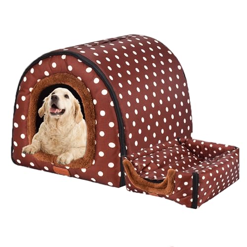 Großes Hundebett, 2-in-1, faltbares Hundehaus, beruhigendes Haustierbett, Hundehütte, waschbar, Haustierzelt, Höhlenbett, abnehmbare Hundematte, Sofa, Katzenschutz für Haustiere, Hunde und Katzen, 105 von XIEMINLE