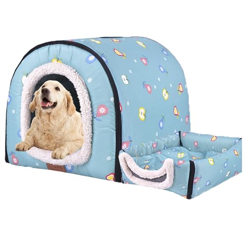 Großes Hundebett, 2-in-1, faltbares Hundehaus, beruhigendes Haustierbett, Hundehütte, waschbar, Haustierzelt, Höhlenbett, abnehmbare Hundematte, Sofa, Katzenschutz für Haustiere, Hunde und Katzen, 105 von XIEMINLE