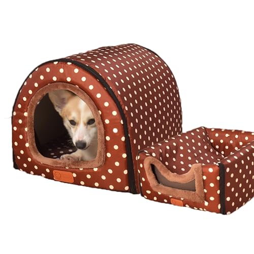 Hundebett Beruhigendes Hundehaus, abnehmbares Haustierhaus mit Reißverschluss, Haustierbett, 2-in-1 faltbar, Haustierzelt, Höhlenbett mit rutschfester Unterseite, Katzenschutz, mittelgroßes Hundebett Beruhigendes Hundehaus, abnehmbares Haustierhaus mit Reißverschluss, Haustierbett, 2-in-1 faltbar, Haustierzelt, Höhlenbett mit rutschfester Unterseite, Katzenschutz, mittelgroßes von XIEMINLE