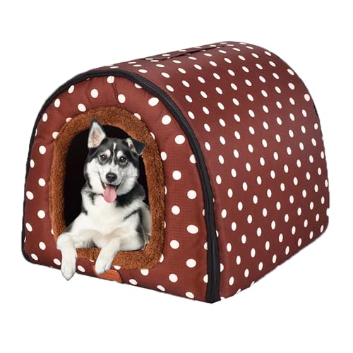 Hundebett Haustierhaus, beruhigendes Haustierbett, waschbare Höhle, 2-in-1 faltbare Hundehütte, Hundematte, Sofa mit rutschfester Unterseite, Hundekorb, Haustierzelt, Höhlenbett für Hund und Katze, von XIEMINLE