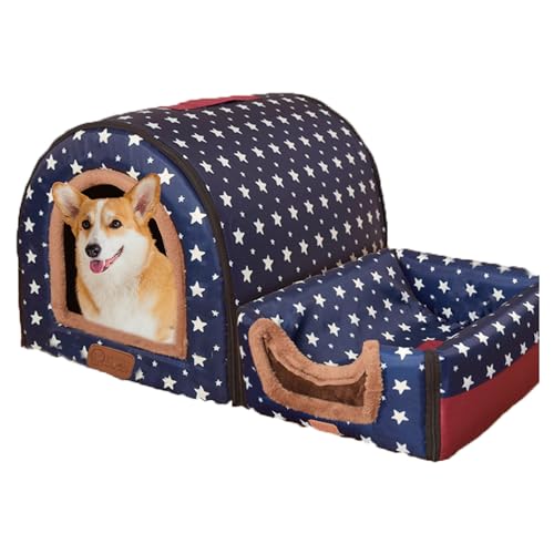 Hundebett Hundehaus, großes 2-in-1-Hundebett, Haustierzelt, Höhlenbett, beruhigendes Haustierbett, waschbar, abnehmbare Zwinger mit rutschfester Unterseite, Haustierhaus, Hundematte, Sofa für Hundebett Hundehaus, großes 2-in-1-Hundebett, Haustierzelt, Höhlenbett, beruhigendes Haustierbett, waschbar, abnehmbare Zwinger mit rutschfester Unterseite, Haustierhaus, Hundematte, Sofa für von XIEMINLE