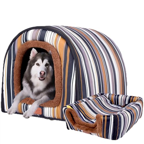 Hundebett Katzenbett, extra großes Hundehaus mit abnehmbarem Kissen, 2-in-1-Hundebett, Haustierbett mit rutschfester Unterseite, mittelgroßer Hundekorb, orthopädisches Kissen für Hund und Katze, 105 x von XIEMINLE