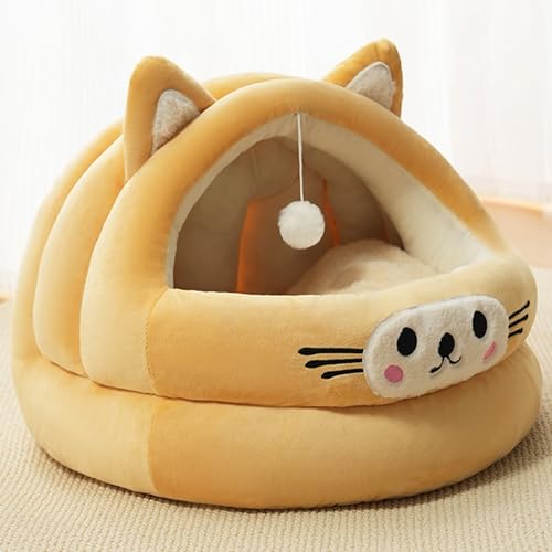 Hundebett für den Innenbereich, flauschige Haustierhöhle für Welpen und Kätzchen, niedliches Hundehaus, beruhigendes Haustierbett, warmes Welpennest, Plüsch-Katzenhöhle mit abnehmbarem, waschbarem von XIEMINLE