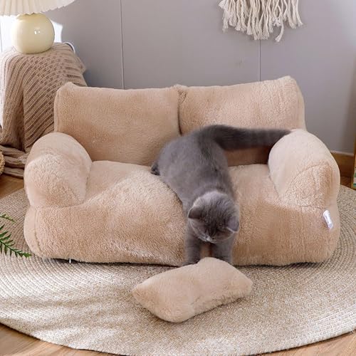 Katzen-Sofabett für den Innenbereich, Samt, gemütliches Kätzchen-Sofa, Haustierbett für Welpen, flauschige Hundesofa mit abnehmbarem, waschbarem Bezug und rutschfester Unterseite, 75 x 51 x 28 cm Katzen-Sofabett für den Innenbereich, Samt, gemütliches Kätzchen-Sofa, Haustierbett für Welpen, flauschige Hundesofa mit abnehmbarem, waschbarem Bezug und rutschfester Unterseite, 75 x 51 x 28 cm von XIEMINLE