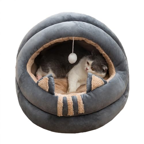 Katzenbett, Haustierhöhle, halb-geschlossenes Nest, Katzenschlafhöhle Kätzchenbett, Haustierbett für Welpen/Kätzchen/Katze/Hund/Kaninchen, beruhigendes Haustiersofa mit rutschfester Unterseite, 35 x von XIEMINLE