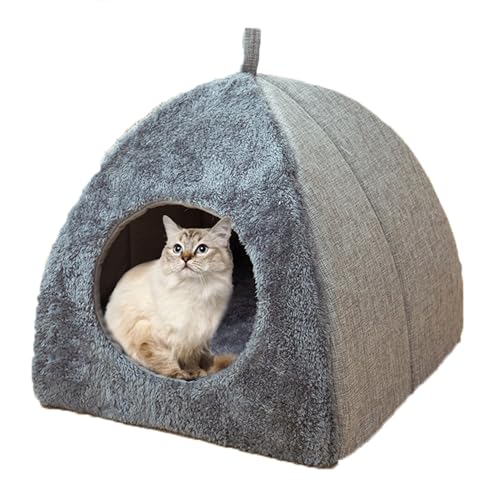 Katzenbett, Kätzchenbett, Haustierbett, Haustierzelt, Höhle, 2-in-1-Katzenhaus mit abnehmbarem Kissen für Katze/Hund/Welpen/Kätzchen, waschbare Katzenhöhle Katze, halb geschlossene Nistmatte, 42 x 42 von XIEMINLE
