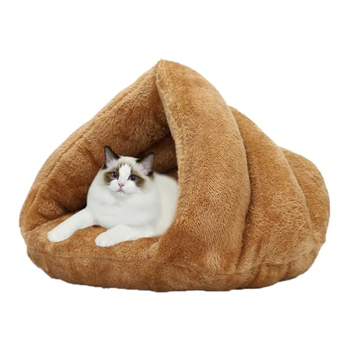 Katzenbett, Katzenhöhle, Haus, halb-geschlossenes Nest, Katzenkissen, beruhigende Katzen-Schlafhöhle, Haustiersofa für Katze, Welpen, Kätzchen, waschbares Haustierzelt, Haustierhaus, S: 40 cm, Braun Katzenbett, Katzenhöhle, Haus, halb-geschlossenes Nest, Katzenkissen, beruhigende Katzen-Schlafhöhle, Haustiersofa für Katze, Welpen, Kätzchen, waschbares Haustierzelt, Haustierhaus, S: 40 cm, Braun von XIEMINLE
