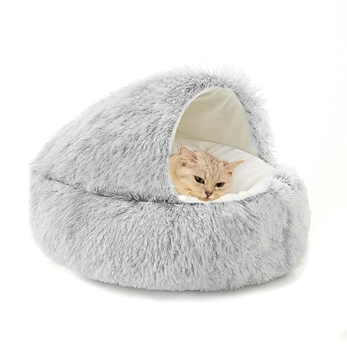 Katzenbett, flauschig, Donut-Katzenhöhle, Plüsch, Anti-Angst, Haustierbett für Kätzchen und Welpen, mit Kapuze, Schlafhöhle, gemütlich, kleines Kätzchennest mit rutschfester Unterseite, 40 x 40 x 20 Katzenbett, flauschig, Donut-Katzenhöhle, Plüsch, Anti-Angst, Haustierbett für Kätzchen und Welpen, mit Kapuze, Schlafhöhle, gemütlich, kleines Kätzchennest mit rutschfester Unterseite, 40 x 40 x 20 von XIEMINLE