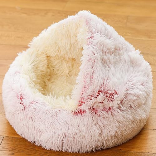 Katzenbett, flauschiges Katzenhöhlen-Nest mit Kapuze für den Innenbereich, rund, Plüsch-Haustierhaus, gemütliches Haustier-Schlafhöhle für Kätzchen, weiches Zelt für Katzen mit rutschfester Unterseite Katzenbett, flauschiges Katzenhöhlen-Nest mit Kapuze für den Innenbereich, rund, Plüsch-Haustierhaus, gemütliches Haustier-Schlafhöhle für Kätzchen, weiches Zelt für Katzen mit rutschfester Unterseite von XIEMINLE