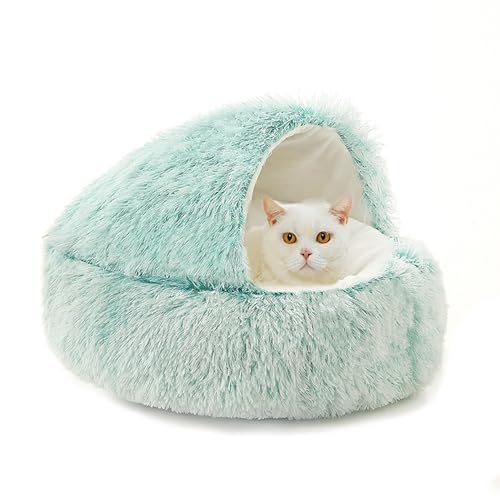 Katzenbett, rund, mit Kapuze, Schlafhöhle für den Innenbereich, Plüsch, Anti-Angst, Haustierbett mit rutschfester Unterseite, maschinenwaschbar, Schlafkissen für Kätzchen und Welpen, 65 x 65 x 20 cm Katzenbett, rund, mit Kapuze, Schlafhöhle für den Innenbereich, Plüsch, Anti-Angst, Haustierbett mit rutschfester Unterseite, maschinenwaschbar, Schlafkissen für Kätzchen und Welpen, 65 x 65 x 20 cm von XIEMINLE