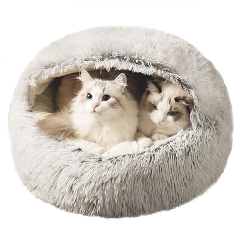 Katzenbett Katzensofa Katzenzelt Bett Haus, Katzenhöhle Schlafbett für kleine mittelgroße Haustiere, rutschfestes Kätzchenbett Katzennistbett, Donut-Haustierbett, Haustierkissen, Katzenkorb, 60 cm, von XIEMINLE