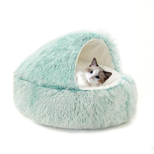 Katzenbett mit Kapuze, flauschig, Anti-Angst, Haustierbett, Donut-Katzennest, kleine Haustier-Schlafhöhle, Plüsch, Kätzchen-Höhlen, Schlafsack mit rutschfester Unterseite für Kätzchen (40 x 40 x 20 cm Katzenbett mit Kapuze, flauschig, Anti-Angst, Haustierbett, Donut-Katzennest, kleine Haustier-Schlafhöhle, Plüsch, Kätzchen-Höhlen, Schlafsack mit rutschfester Unterseite für Kätzchen (40 x 40 x 20 cm von XIEMINLE