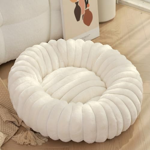 Katzenbetten für den Innenbereich, flauschiges Donut-Haustier-Schlafbett für Welpen und Kätzchen, rund, gemütliches Kätzchen-Kissen, beruhigendes Haustiernest mit rutschfester Unterseite, 40 cm, Weiß Katzenbetten für den Innenbereich, flauschiges Donut-Haustier-Schlafbett für Welpen und Kätzchen, rund, gemütliches Kätzchen-Kissen, beruhigendes Haustiernest mit rutschfester Unterseite, 40 cm, Weiß von XIEMINLE