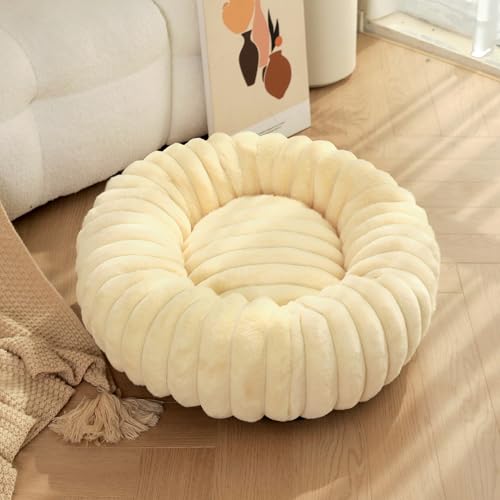 Katzenbetten für den Innenbereich, flauschiges Donut-Haustier-Schlafbett für Welpen und Kätzchen, rund, gemütliches Kätzchen-Kissen, beruhigendes Haustiernest mit rutschfester Unterseite, 40 cm von XIEMINLE