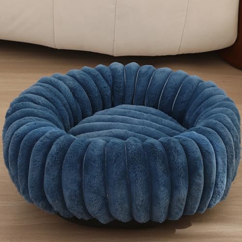 Katzenbetten für den Innenbereich, flauschiges Donut-Haustier-Schlafbett für Welpen und Kätzchen, rund, gemütliches Kätzchen-Kissen, beruhigendes Haustiernest mit rutschfester Unterseite, 50 cm von XIEMINLE