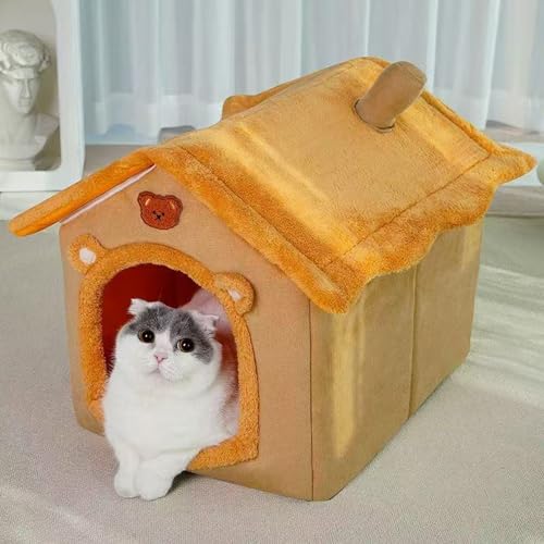 Katzenhaus für den Innenbereich, gemütliche Katzenhöhlen mit abnehmbarem Kissen, weiche Haustier-Schlafhöhlen für Kätzchen, Samt-Haustierbett mit rutschfester Unterseite, warmes Katzenversteck (30 x Katzenhaus für den Innenbereich, gemütliche Katzenhöhlen mit abnehmbarem Kissen, weiche Haustier-Schlafhöhlen für Kätzchen, Samt-Haustierbett mit rutschfester Unterseite, warmes Katzenversteck (30 x von XIEMINLE