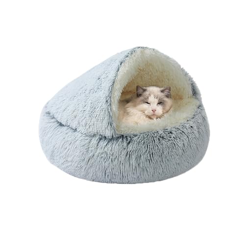 Katzenhöhle, Anti-Angst-Katzenbett für den Innenbereich, weiche Kätzchenbetten, maschinenwaschbar, Haustier-Schlafhöhle mit rutschfester Unterseite, Plüschnest für Welpen und Kätzchen, 60 x 60 x 20 cm von XIEMINLE
