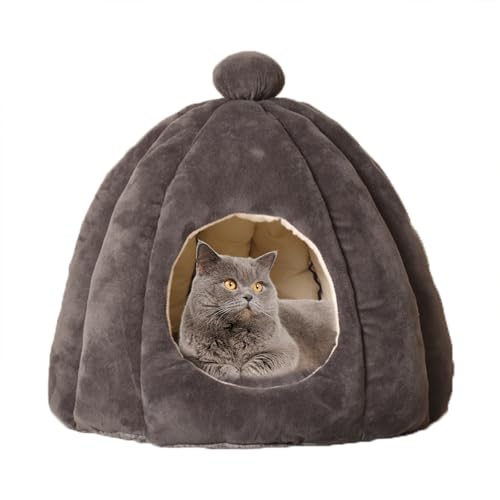 Katzenhöhle, Haustierbett, Katzenhaus für Katzen, Hunde, warmes Haustierzelt, halb geschlossenes Katzenhöhle, Kätzchenbett, Katzenbett, Katzenbett, Haus mit waschbarem, abnehmbarem Kissen, 38 x 38 x von XIEMINLE