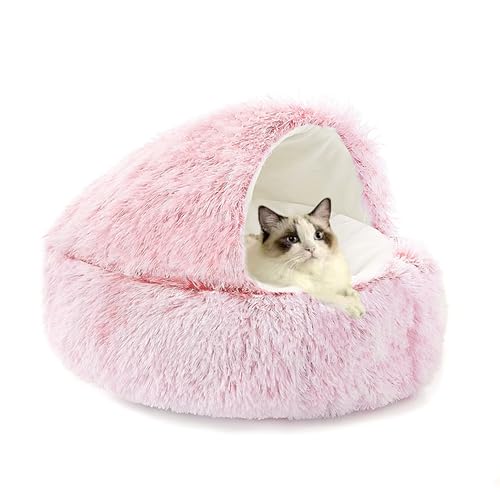 Katzenhöhle, beruhigendes Katzenbett, maschinenwaschbar, Haustierhöhlen, gemütliches Donut-Haustierbett mit rutschfester Unterseite, Kätzchen-Schlafkissen, mit Kapuze für Welpen und Kätzchen, 60 x 60 Katzenhöhle, beruhigendes Katzenbett, maschinenwaschbar, Haustierhöhlen, gemütliches Donut-Haustierbett mit rutschfester Unterseite, Kätzchen-Schlafkissen, mit Kapuze für Welpen und Kätzchen, 60 x 60 von XIEMINLE