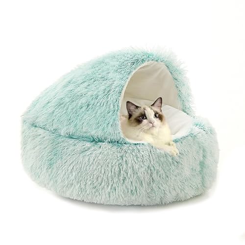 Katzenhöhle, beruhigendes Katzenbett, maschinenwaschbar, Haustierhöhlen, gemütliches Donut-Haustierbett mit rutschfester Unterseite, Kätzchen-Schlafkissen, mit Kapuze für Welpen und Kätzchen, 50 x 50 Katzenhöhle, beruhigendes Katzenbett, maschinenwaschbar, Haustierhöhlen, gemütliches Donut-Haustierbett mit rutschfester Unterseite, Kätzchen-Schlafkissen, mit Kapuze für Welpen und Kätzchen, 50 x 50 von XIEMINLE