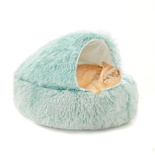 Katzenhöhle für den Innenbereich, Anti-Angst, flauschiges Donut-Katzenbett, mit Kapuze, Haustierbett, Plüsch, rund, maschinenwaschbar, Kätzchenhöhle mit rutschfester Unterseite (40 x 40 x 20 cm, Grün) Katzenhöhle für den Innenbereich, Anti-Angst, flauschiges Donut-Katzenbett, mit Kapuze, Haustierbett, Plüsch, rund, maschinenwaschbar, Kätzchenhöhle mit rutschfester Unterseite (40 x 40 x 20 cm, Grün) von XIEMINLE