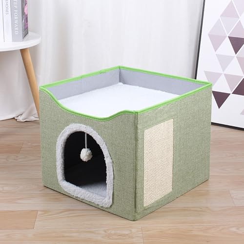 Katzenhöhlen für den Innenbereich, großes Katzenhaus mit flauschigem Ball zum Aufhängen und Kratzpolster, faltbare Haustierbetten für Kätzchen, Schlafhöhle, Haustierzelt mit abnehmbarem Kissen (41 x von XIEMINLE