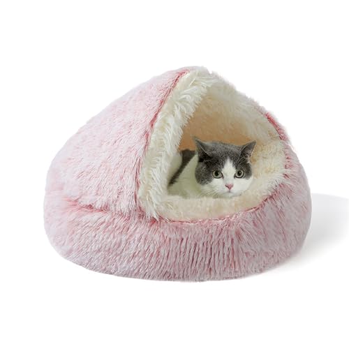 Katzenhöhlenbett mit Kapuze, flauschig, kleines Haustierbett, Schlafhöhlen für den Innenbereich, maschinenwaschbar, Katzennest, gemütliches Donut-Haustierhaus mit rutschfester Unterseite, 60 x 60 x 20 Katzenhöhlenbett mit Kapuze, flauschig, kleines Haustierbett, Schlafhöhlen für den Innenbereich, maschinenwaschbar, Katzennest, gemütliches Donut-Haustierhaus mit rutschfester Unterseite, 60 x 60 x 20 von XIEMINLE