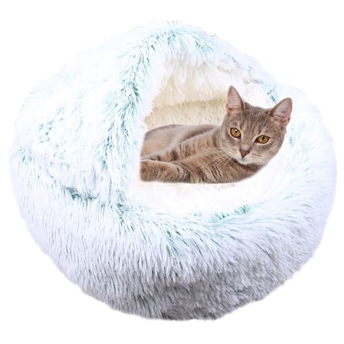 Katzensofa, beruhigendes Bett, Plüsch-Katzenbett, Haus für Haustiere, Katzen und Hunde, Katzenzeltkissen, Anti-Angst-Kätzchenbett, Katzenhaus, Donut-Katzennest mit rutschfester Unterseite, 40 cm, Grün von XIEMINLE